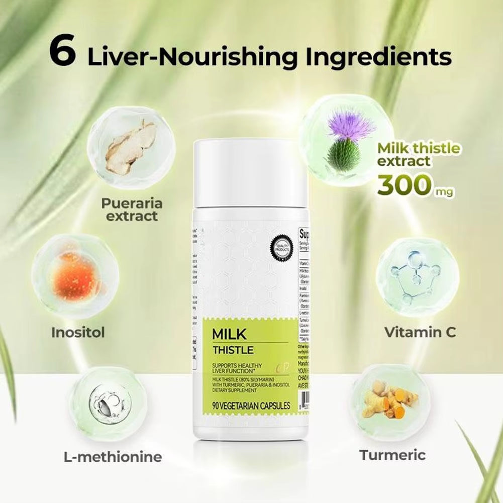 Milk Thistle Capsules Protect Daily Liver Health and Detoxification Anti-Hair Loss Vegetarian Capsules Dietary Supplement
